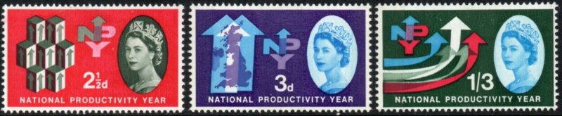 1962 Sg 631p/633p National Productivity Year (Phosphor) Set of 3 Unmounted Mint