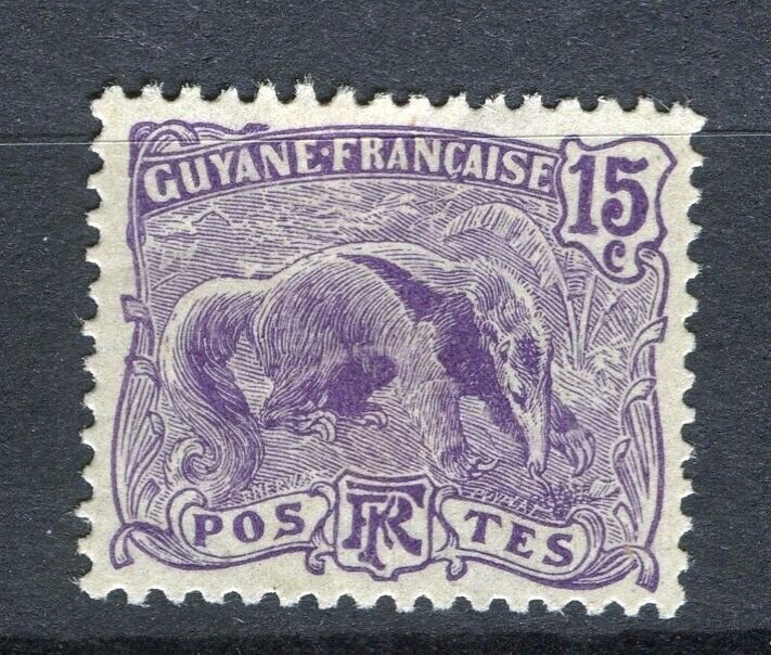 FRENCH GUIANA; 1904 early Ant Eater issue fine Mint hinged 15c. value