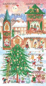 Sweden 2023 Christmas in Santas village set of 10 stamps in block  sheetlet MNH