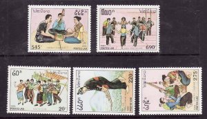 Laos-Sc#1044-8- id8-unused NH set-Musical celebrations-1991-