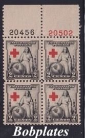 BOBPLATES US #702 Red Cross Top Left Plate Block 20456 20502 LH
