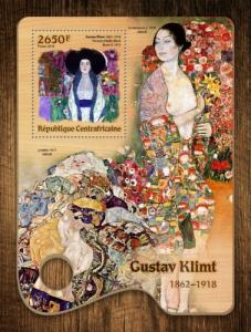 C A R - 2016 - Art, Gustav Klimt - Perf Souvenir Sheet - M N H