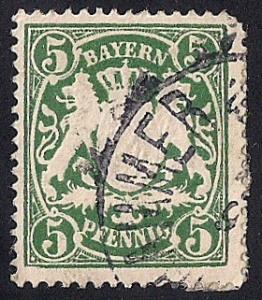 Bavaria #62 5 PF Coat of Arms Stamp used F-VF