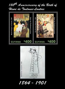 Guyana - 2014 - 150 Years Of Henri De Toulouse Lautrec - Souvenir Sheet - MNH