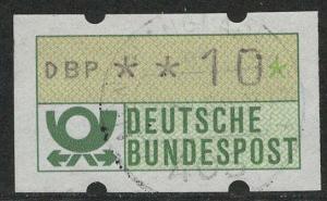 Germany Bund ATM-stamp issued 1981, denom. 10 Pf, used, type 1