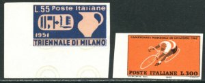 ITALY Sc#583 & 859 1951 & 1962 Rare Imperforate Proofs Mint No Gum NH