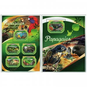 Parrots Stamp Bundle of 2 Platycercus Eximius Ara Ararauna S/S MNH #8931-8935