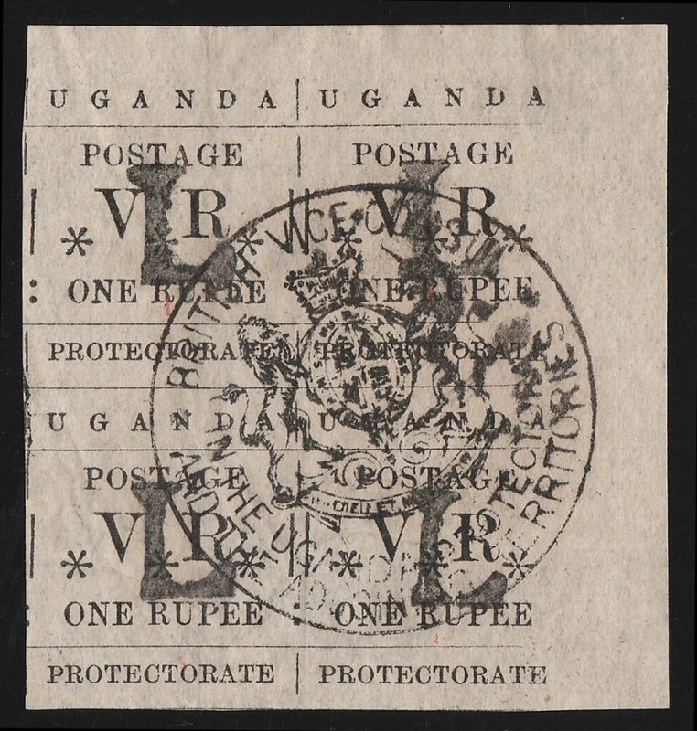 Uganda 1890 'L' tipo-Set 1R, Bloque. extremadamente raro & posiblemente único múltiples. 