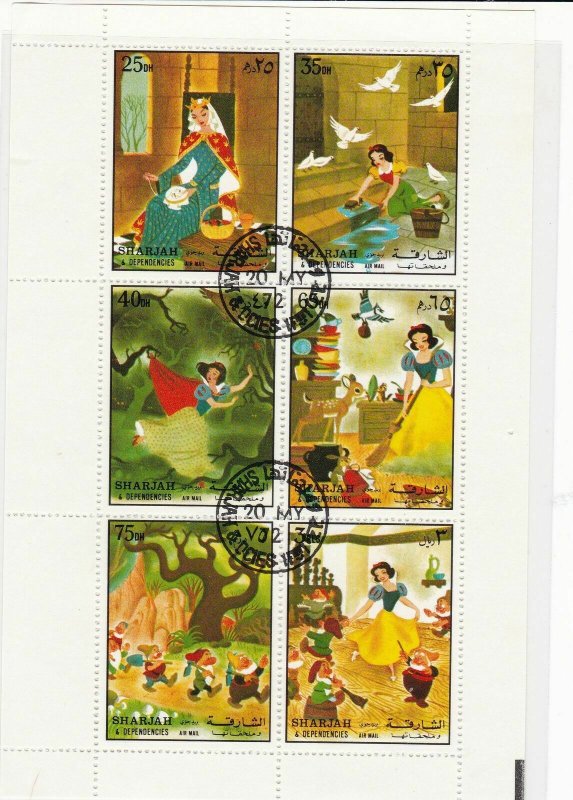 Sharjah & Dependencies Snow White Special Cancel Stamps Sheet ref R 17776