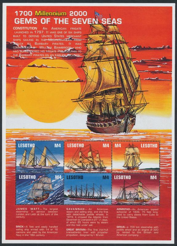 Lesotho 1213 MNH Sailing Ships, Gems of the Seven Seas