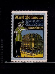 German Advertising Stamp - Kurt Lehmann Women's Fashions Store, Mannheim