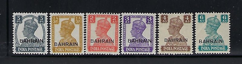 BAHRAIN SCOTT #38/42/45/46/48/49  1942-44  OVERPRINTS- PARTIAL SET- MINT HINGED