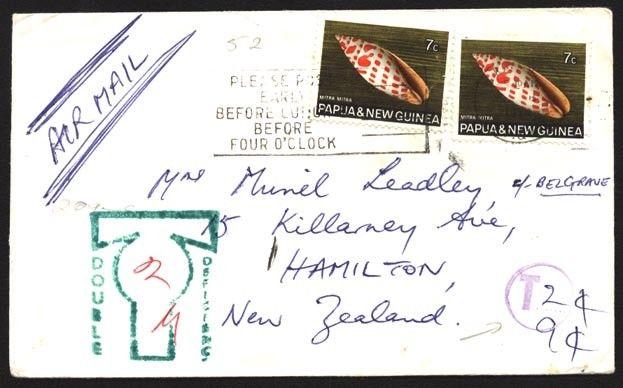 PAPUA NEW GUINEA 1974 taxed cover RABAUL to New Zealand....................90971