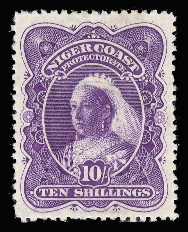 Niger Coast 1897 QV 10s bright violet (p13½-14) MLH. SG 74ba.