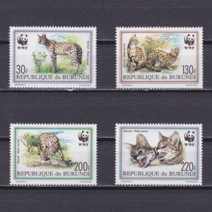 BURUNDI 1992, Sc# 681-684, CV $24, WWF The Serval, MNH
