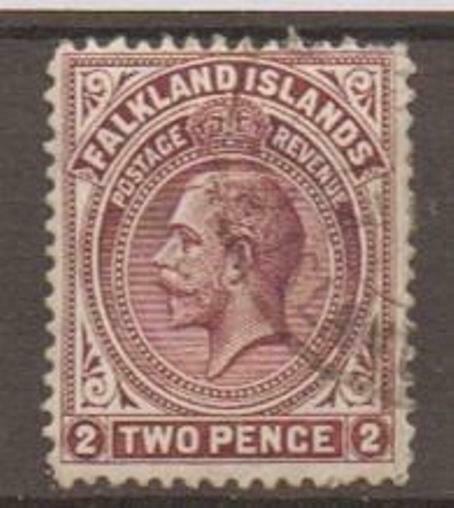 FALKLAND ISLANDS SG62a 1914 2d DEEP REDDISH PURPLE USED