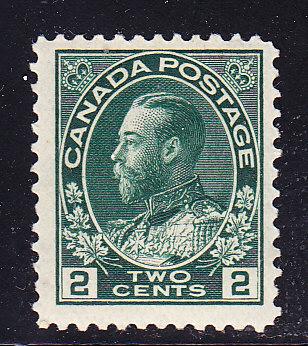 Canada ADMIRAL No.107 2c yellow-green F/VF/NH(**)