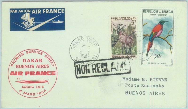 83220 - SENEGAL - Postal History - FIRST FLIGHT:  Dakar - Buenos Aires 1964