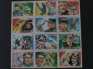 ​EQUATORIAL GUINEA- WORLD ANTIQUE AIR FIGHTERS & HEROES-CTO BLOCK-VERY FINE