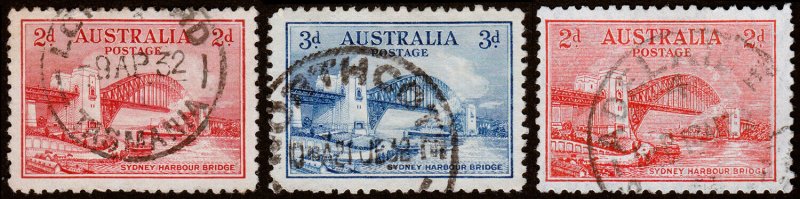 Australia Scott 130-131, 133 (1932) Used F-VF, CV $17.00 M