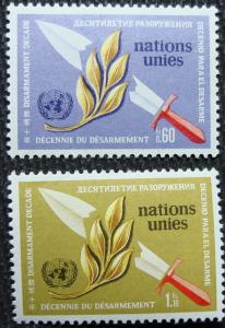 UN Geneva #30-31 MNH 2 Singles Disarm. Decade, SCV $1.25 L10