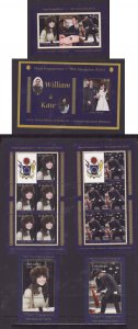 Cook Is.-Sc#1355-61- id9-unused NH sheets-Prince William & Kate-Engagement-2011-