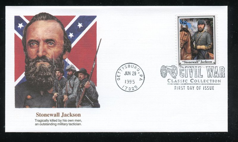 US 2975s Civil War Issue - Stonewall Jackson UA Fleetwood cachet FDC