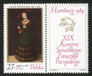 Poland Scott B142 MNH** 1984 German Princess with UPU Label