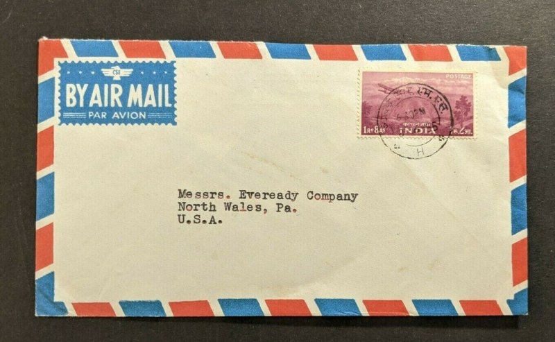 1955 India Airmail Cover to North Wales PA USA