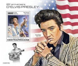 Central Africa - 2020 Performer Elvis Presley - Stamp Souvenir Sheet - CA200105b
