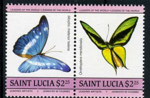 Saint Lucia 1985 BUTTERFLIES set 2 values Perforated Mint (NH)