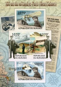 Burundi 2012 MNH Aviation Stamps London Paris Flight Henri Salmet Bleriot 4v M/S 