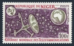 Niger C186,MNH.Michel 330. Telecommunications Day,1972.ITU,Satellite,Globe.