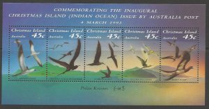 CHRISTMAS ISLAND SGMS377 1993 SEABIRDS MNH