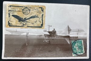 1912 Nancy France RPPC Postcard Cover Antoniet Airplane With Label