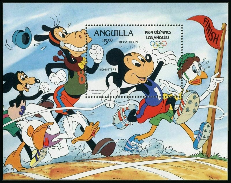 Anguilla 568a,MNH.Michel 576 Bl.53-II. Olympics Los Angeles-1984,Walt Disney. 