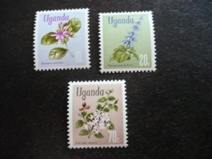 Stamps - Uganda- Scott#116, 118, 123 - Mint Never Hinged Partial Set of 3 Stamps