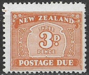 New Zealand 3d brown orange Postage Due issue of 1945, Scott J29 MVLH