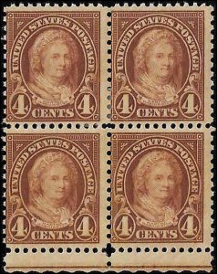 636 Mint,OG,HR/NH... Block of 4... SCV $8.70... Lower right stamp is NH