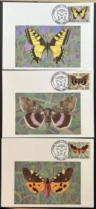 Latvia Lettland Lettonie 1996 Butterflies set of 3 maxicards