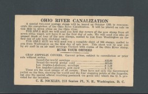 1929 Wash DC C E Nickles Stamp Dealer Announces Zeppelin  & Ohio River For Sale