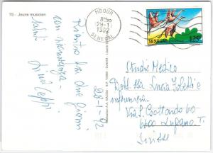 SENEGAL -  POSTAL HISTORY - stamps on POSTCARD -  BIRDS 1992