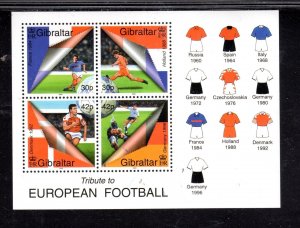 GIBRALTAR #835a 2000 EUROPEAN SOCCER MINT VF NH O.G S/S