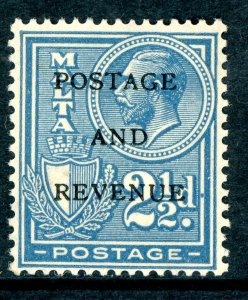 Malta 1928 British KGV 2½p Blue Postage & Revenue Scott #155 Mint U337 ⭐⭐⭐⭐⭐