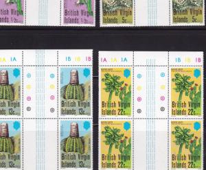 British Virgin Islands 1979 Cactus Traffic Light Gutter Pair Blocks  VF/NH