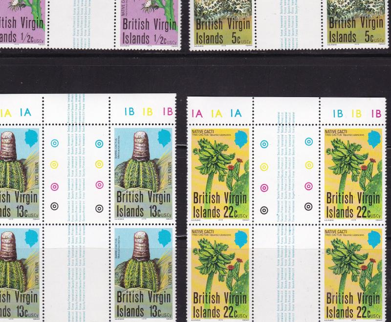 British Virgin Islands 1979 Cactus Traffic Light Gutter Pair Blocks  VF/NH