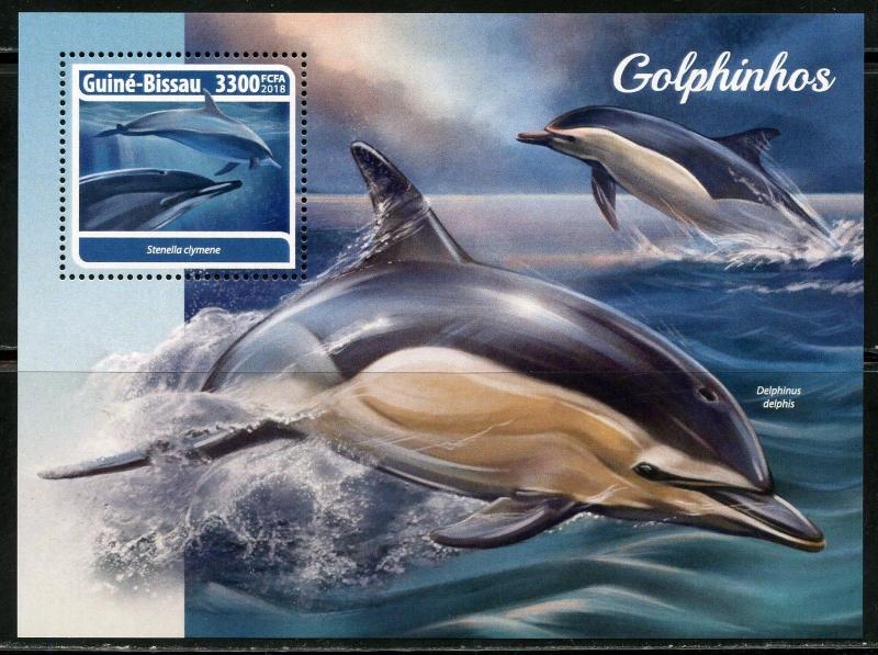 GUINEA BISSAU  2018 DOLPHINS  SOUVENIR SHEET MINT NH