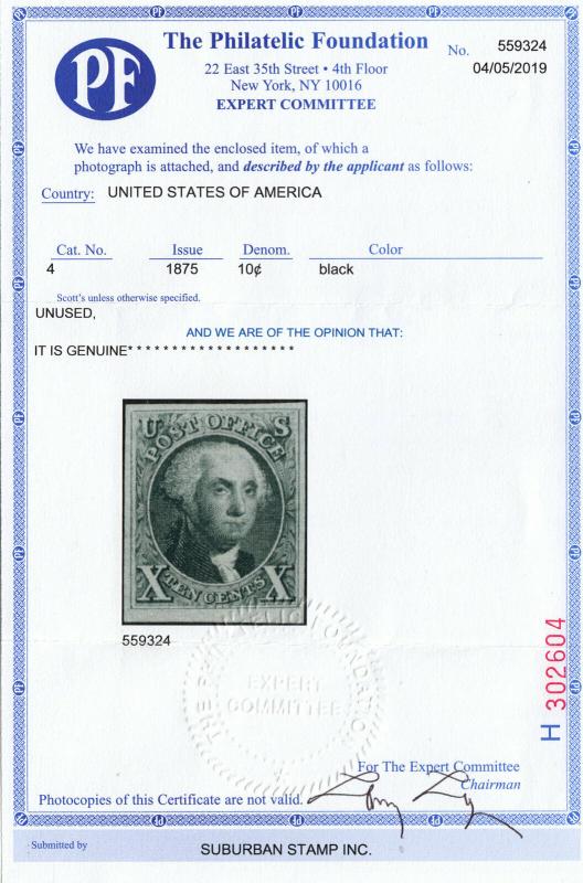 U.S. 4 1875 Unused NGAI VFXF Sheet Mgn., 2019 PFC (61919)