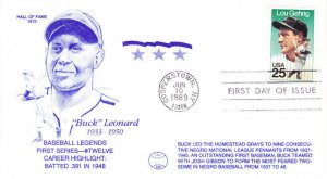 DBC Cachet Buck Leonard HOF 1st Day #2417 Lou Gehrig Baseball 1989