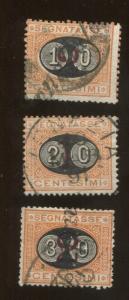 Set of 3   1890 Italy Postage Due Surcharged Postage Stamp #J25-J27  CV $74.50